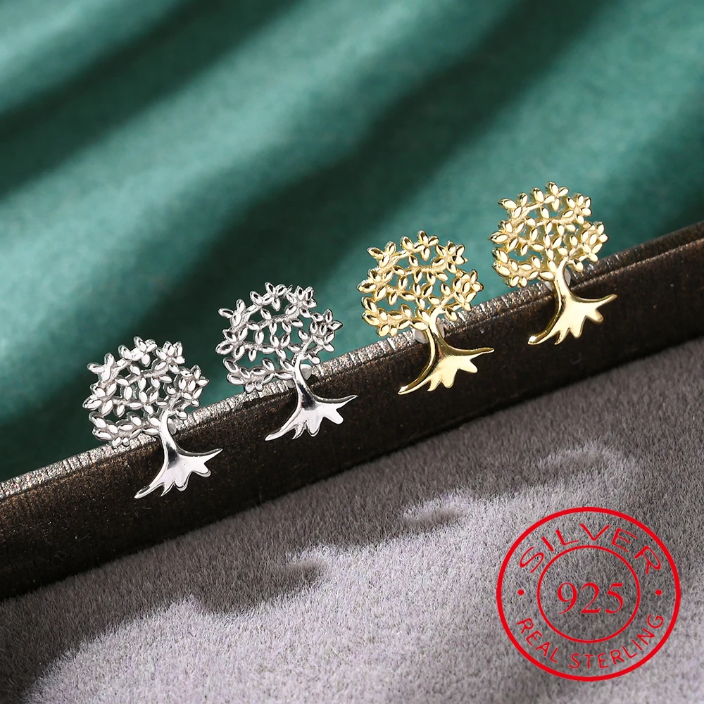 

INSGROUP Bohemia 925 Sterling Silver Tree of Life 18K Golden Plant Earrings Women Engagement Wedding Summer Fashion Jewelry Gift