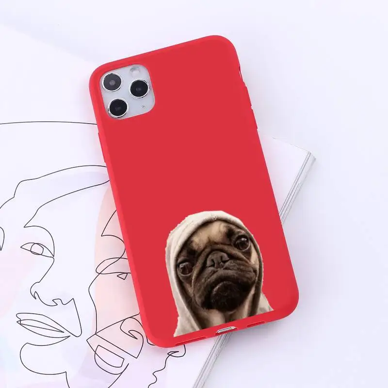 

Pug Dog French Bulldog lovely animal Phone Case Candy Color for iPhone 6 7 8 11 12 s mini pro X XS XR MAX Plus