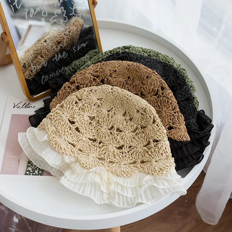 Женские кружева вязаные Рыбацкая шляпа полые шапка вязаная шляпка кружевное