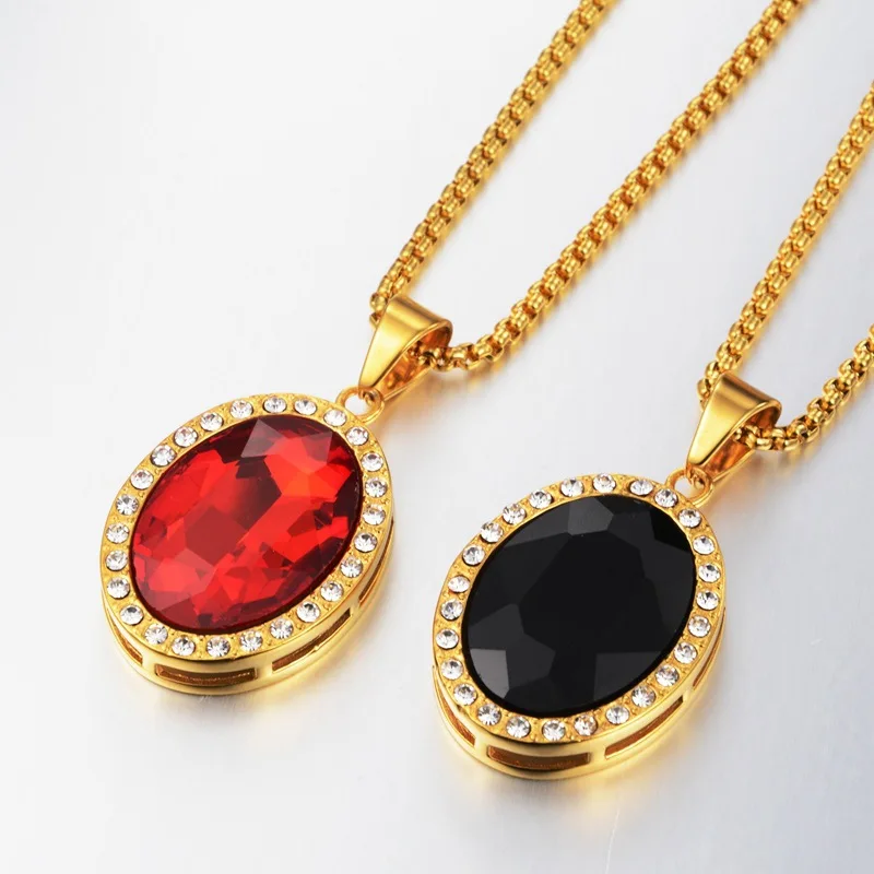 Прямая поставка ожерелье с подвеской из титановой стали красным и черным