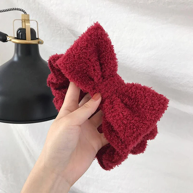 

2021 Soft Coral Fleece Hairbands for Women Wash Face Makeup Turban Hair Accessories Cute Girls Bow Headbands Hair Bands