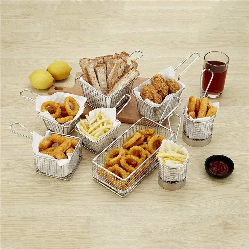 Фишки из нержавеющей стали глубокие корзины для жарки Презентация продуктов