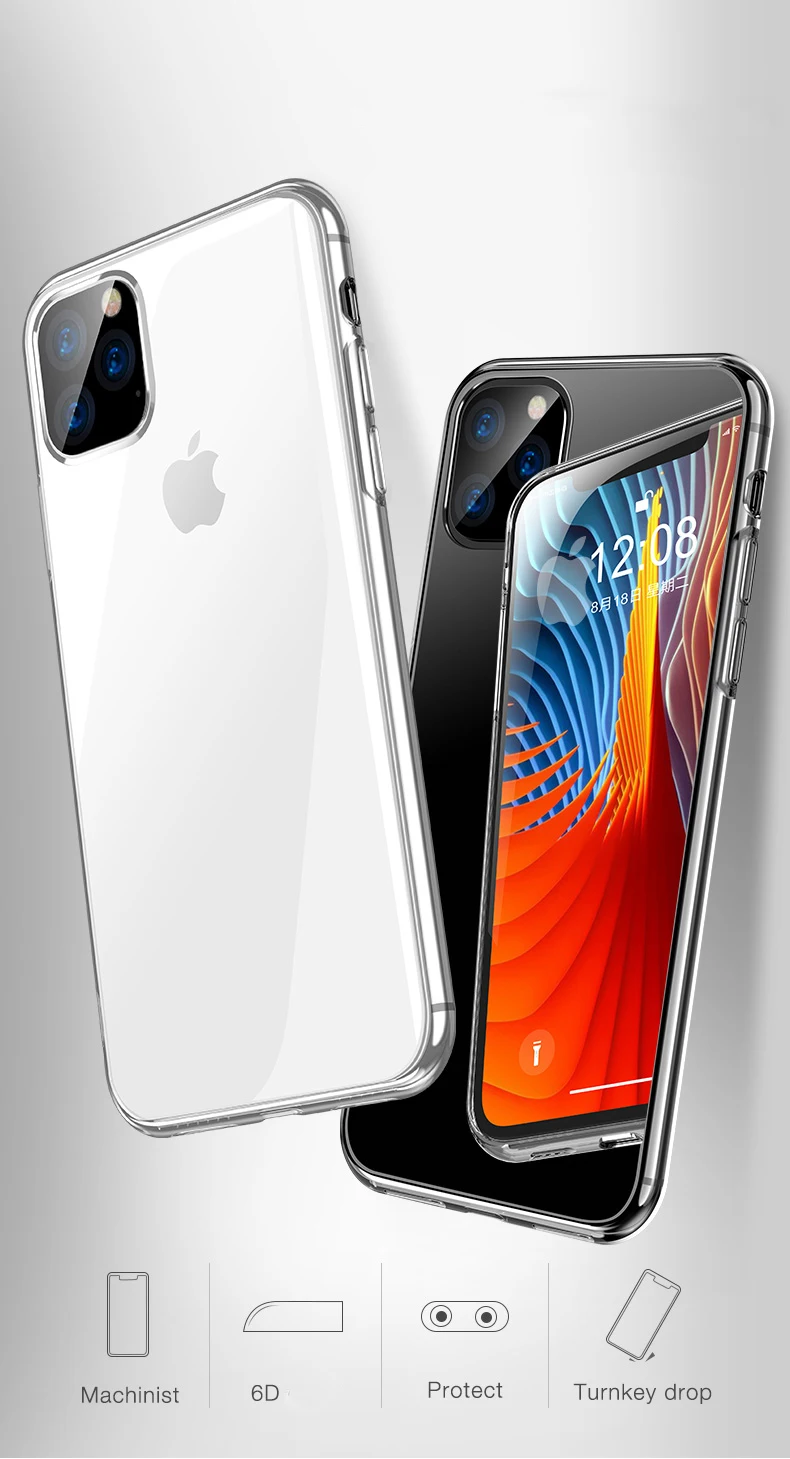 Ультратонкий Прозрачный мягкий ТПУ чехол для iPhone 11 Pro XR XS Max X 7 8 6 6s Plus 5 5S 5c SE 4 4S прозрачный защитный силиконовый чехол
