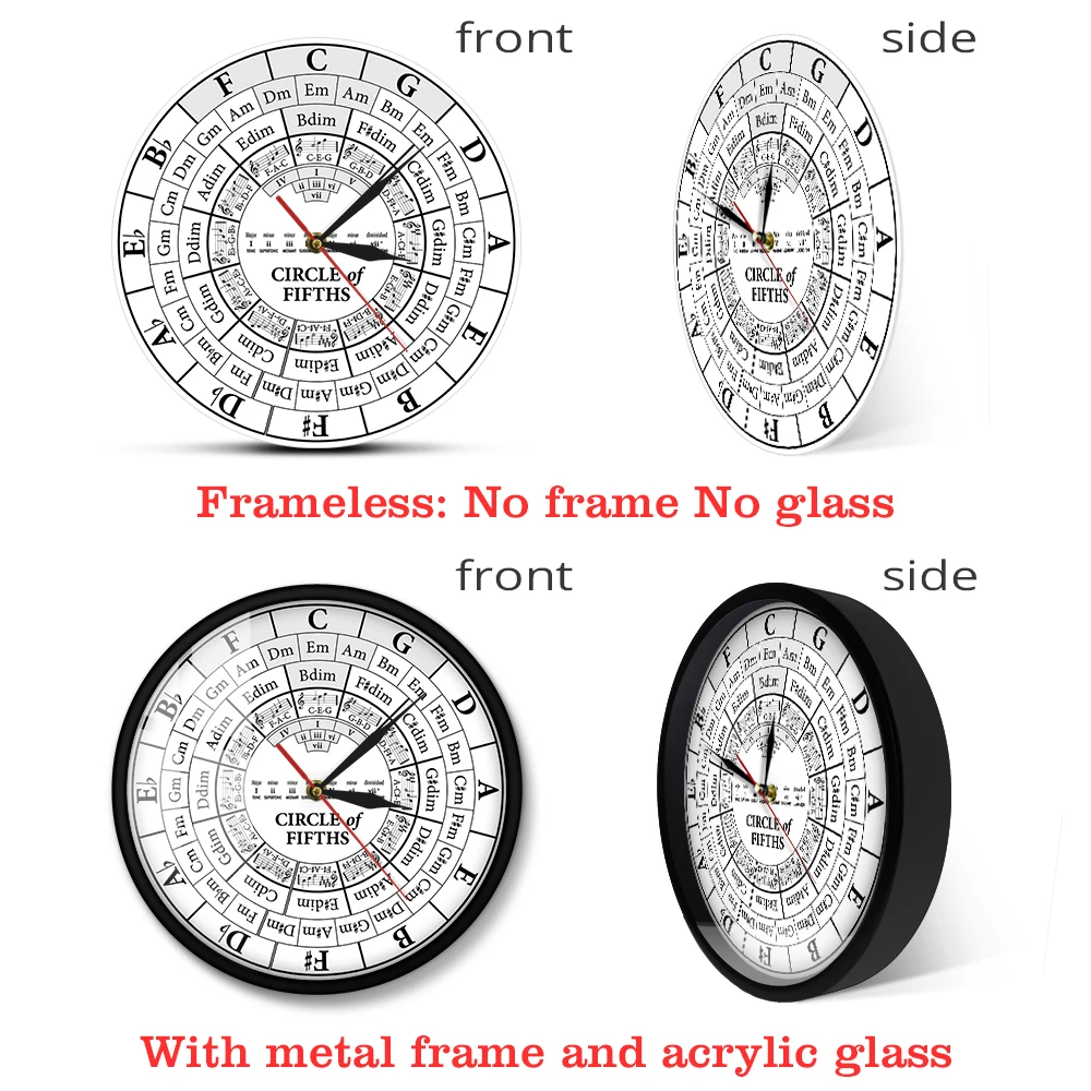 Modern Circle of Fifths Music Theory Wall Clock - Teaching Aid for Musicians, Composers, and Music Students - Harmony Study Decor image 6