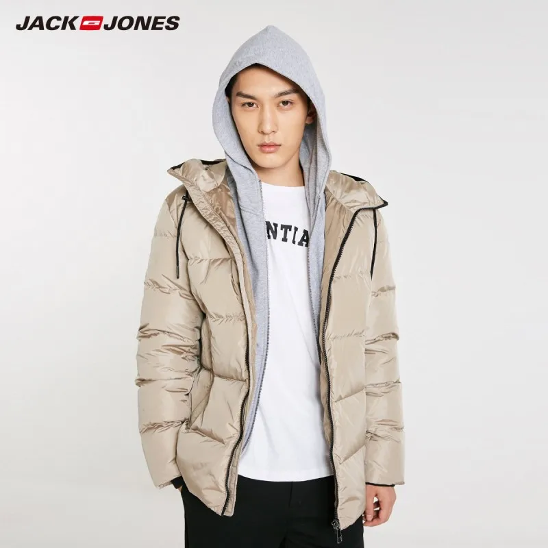 JackJones мужской модный Повседневный пуховик с капюшоном короткая парка пальто мужская одежда 218412509
