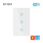 Стеклянная панель EVEO стандарта США, переключатель для штор Smart Life с голосовым управлением