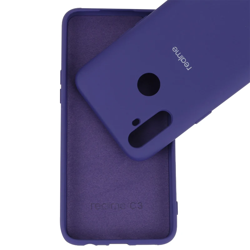 Оригинальный чехол для Realme C3 из жидкого силикона шелковистая мягкая на ощупь