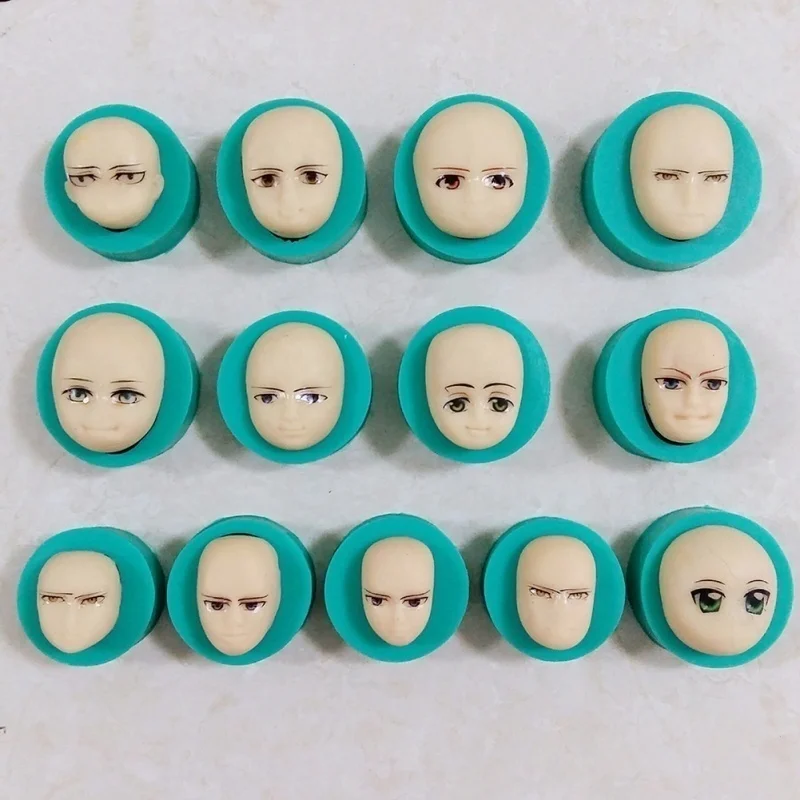 13 Pattern 3D Dolls Face Silicone Mold Sponge Fondant Cake Choolate Baking Tool |