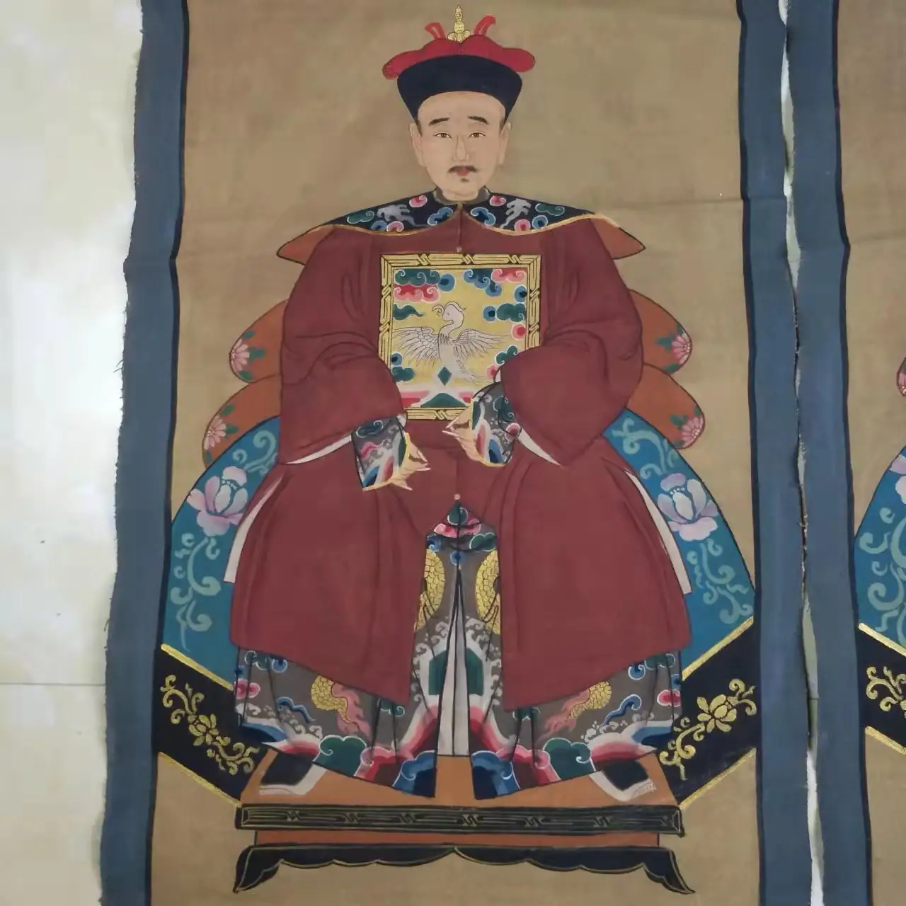 Pintura china cl&aacute;sica coleccionable para decoraci&oacute;n del hogar, retrato de pareja de oficiales antiguos, N &deg; 2-1