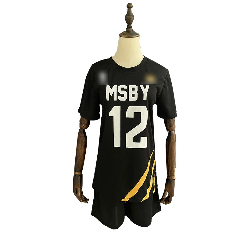

Haikyuu Cosplay Costume Anime MSBY Team Uniform Black T Shirt Shorts Sports Suits Running Sets For Men Women Halloween Carnival