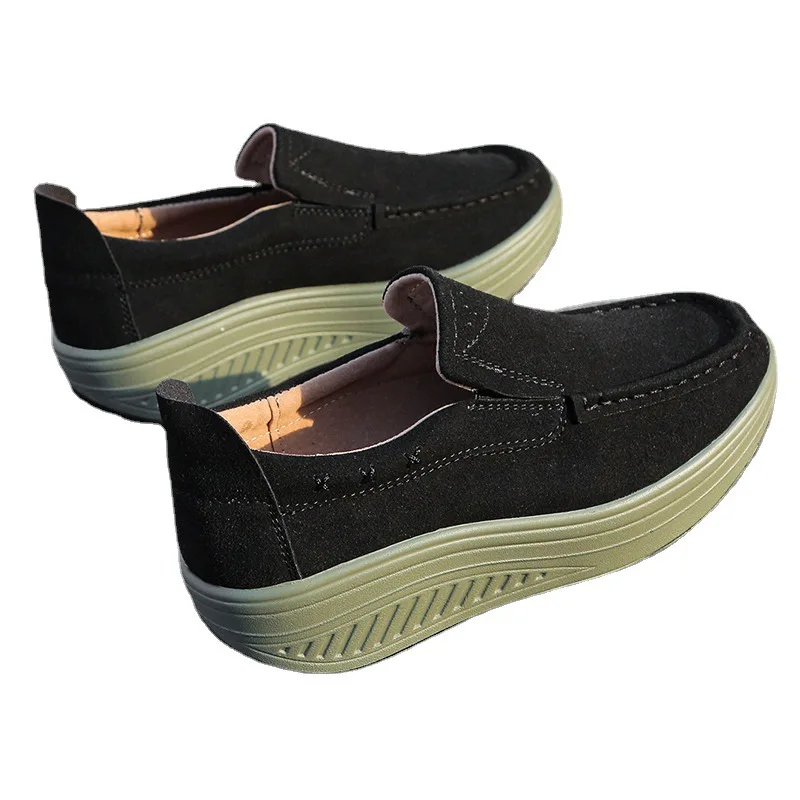 Кроссовки женские из натуральной кожи без шнуровки на танкетке 5 см