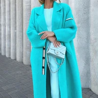 women woolen coat 2021 winter elegant temperament coat casual loose warm mid length woolen coat jackets female ladies streetwear