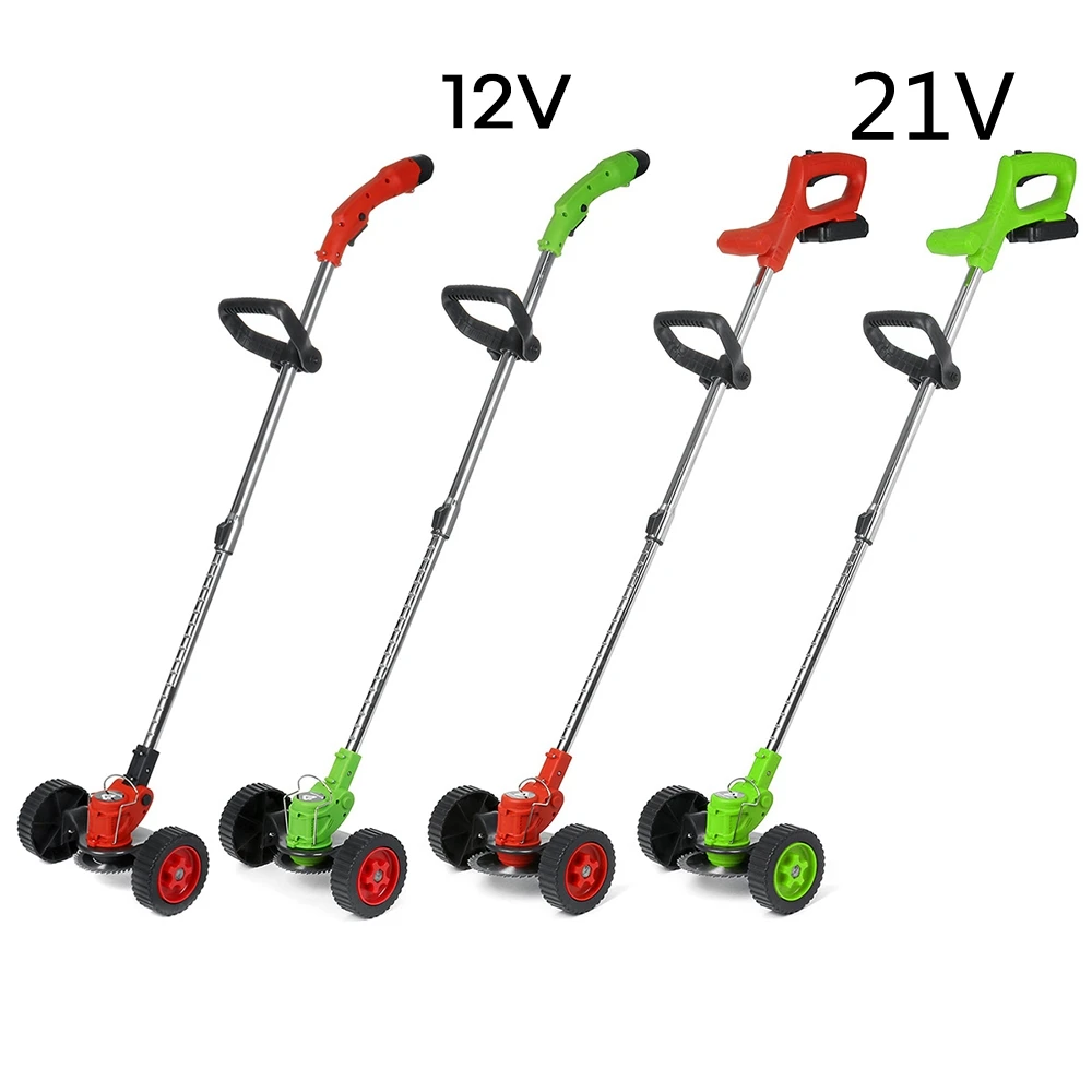 21V 1800W Electric Grass Trimmer Cordless Lawn Mower Weeds Strimmer Grass Cutter Garden Power Tools With 2PCS Battery & Wheels