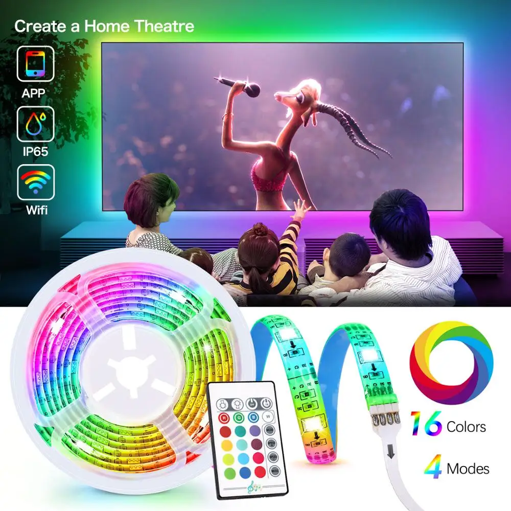 Светодиодная лента для смарт ТВ с поддержкой Wi Fi и дистанционным управлением 5 В 4