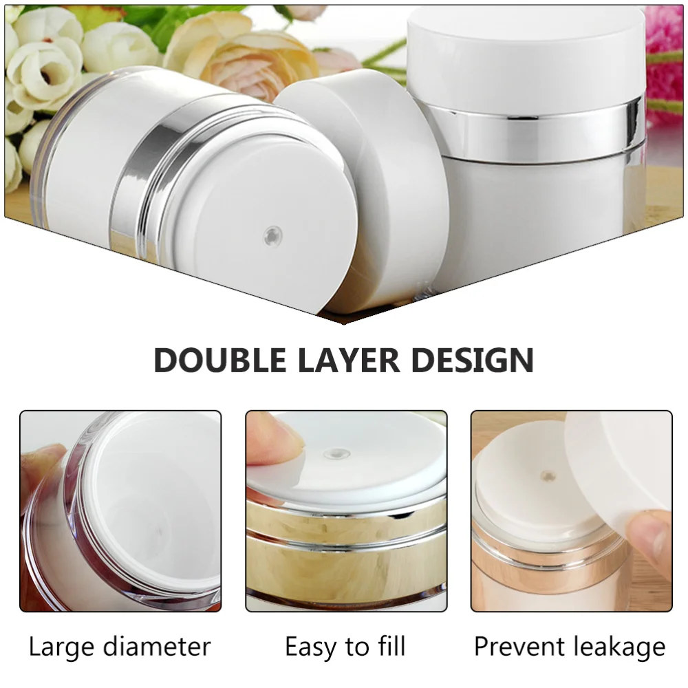 

2Pcs Cosmetics Sub Bottles Travelling Cosmetics Bottles Makeup Cream Cans White