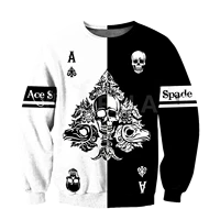 poker ace spade skull 3d all print plus hoodie man women harajuku outwear zipper pullover sweatshirt casual unisex jacket