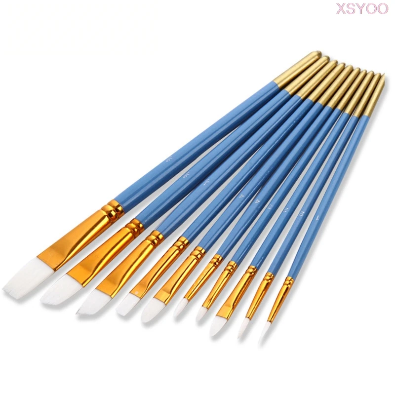 

Набор кистей для рисования голубых акварельных, 10 шт.