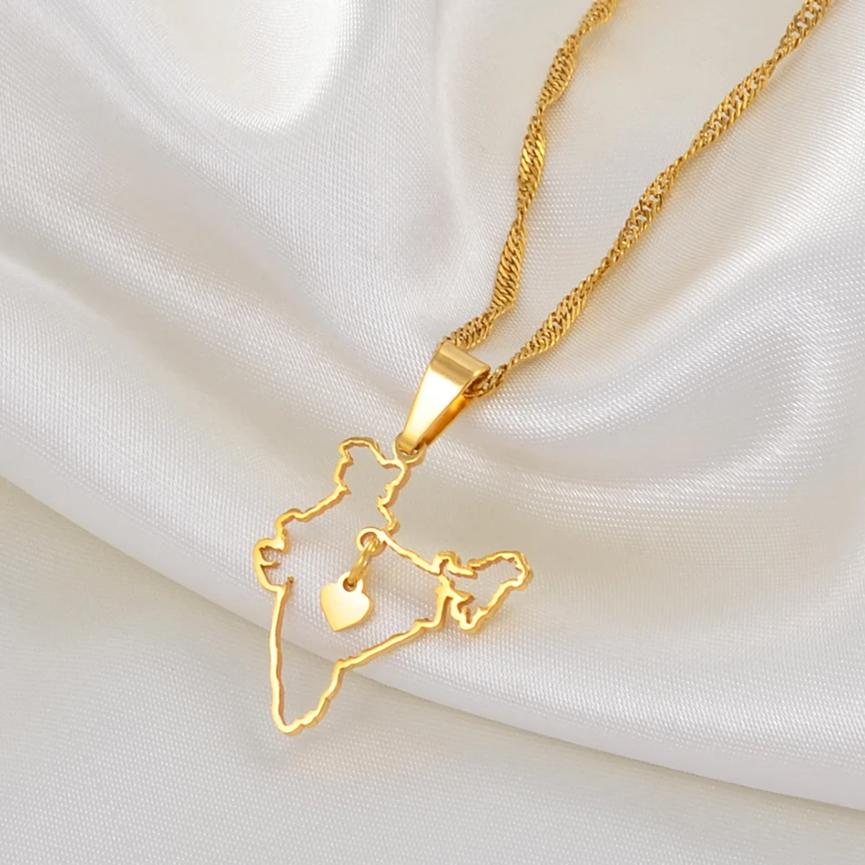 Подвеска в виде карты Индии ожерелья позолоченные украшения для женщин и девушек