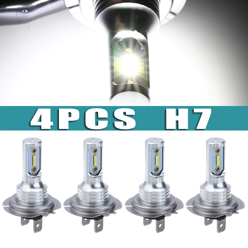 

4pcs 12V 55W H7 1860 Car LED Headlight Fog Light Auto Day-time Running Lamp Bulbs 6000K White 8000Lm Accessories