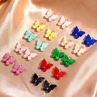 trendy multicolor acrylic butterfly charms gold silver color metal earrings pendants handmade diy necklace jewelry accessories
