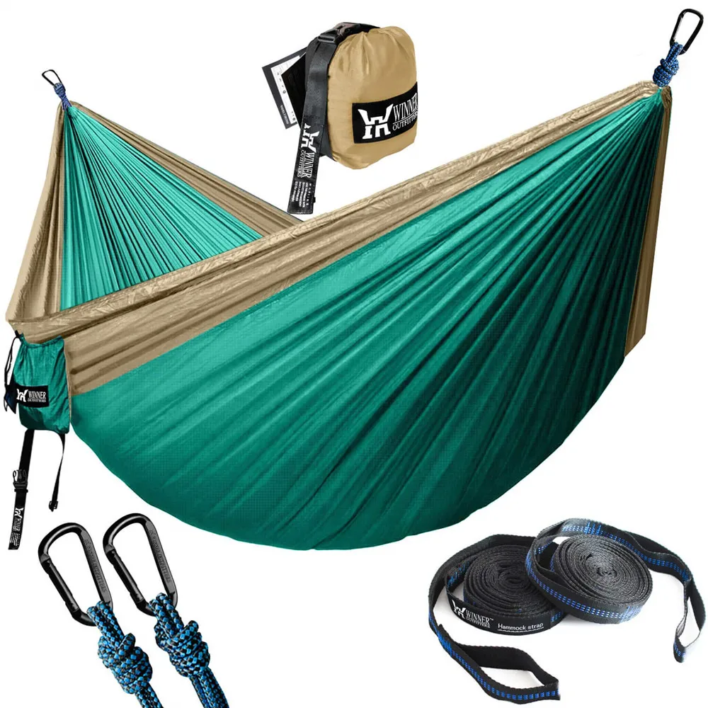 

Portable Hammock Double Person Nylon Camping Hammock Survival Garden Hanging Sleeping Chair Travel Furniture Parachute Hammocks