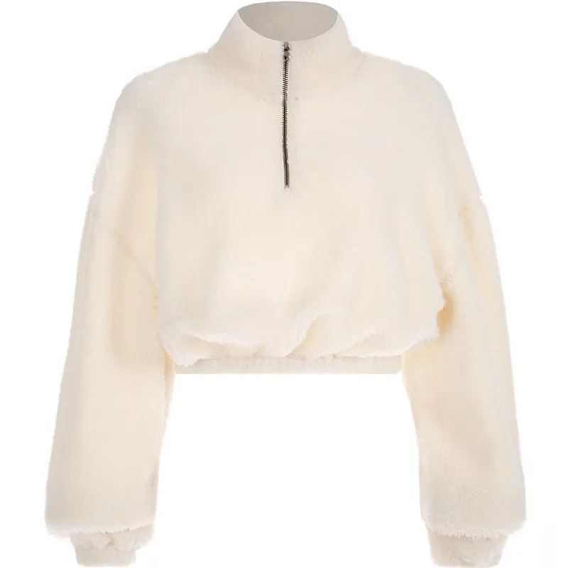 

2020 New Autumn Winter Temperament European And American Velvet Hoody Women's Stand-Up Collar Loose-Fitting Women's Hoodies