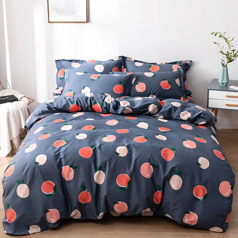 

2021 New 100% Cotton Bedding Linen Spring Flower Soft Home Bed Set Pastoral Style 3/4pcs Bedclothes Super King Duvet Cover Sheet