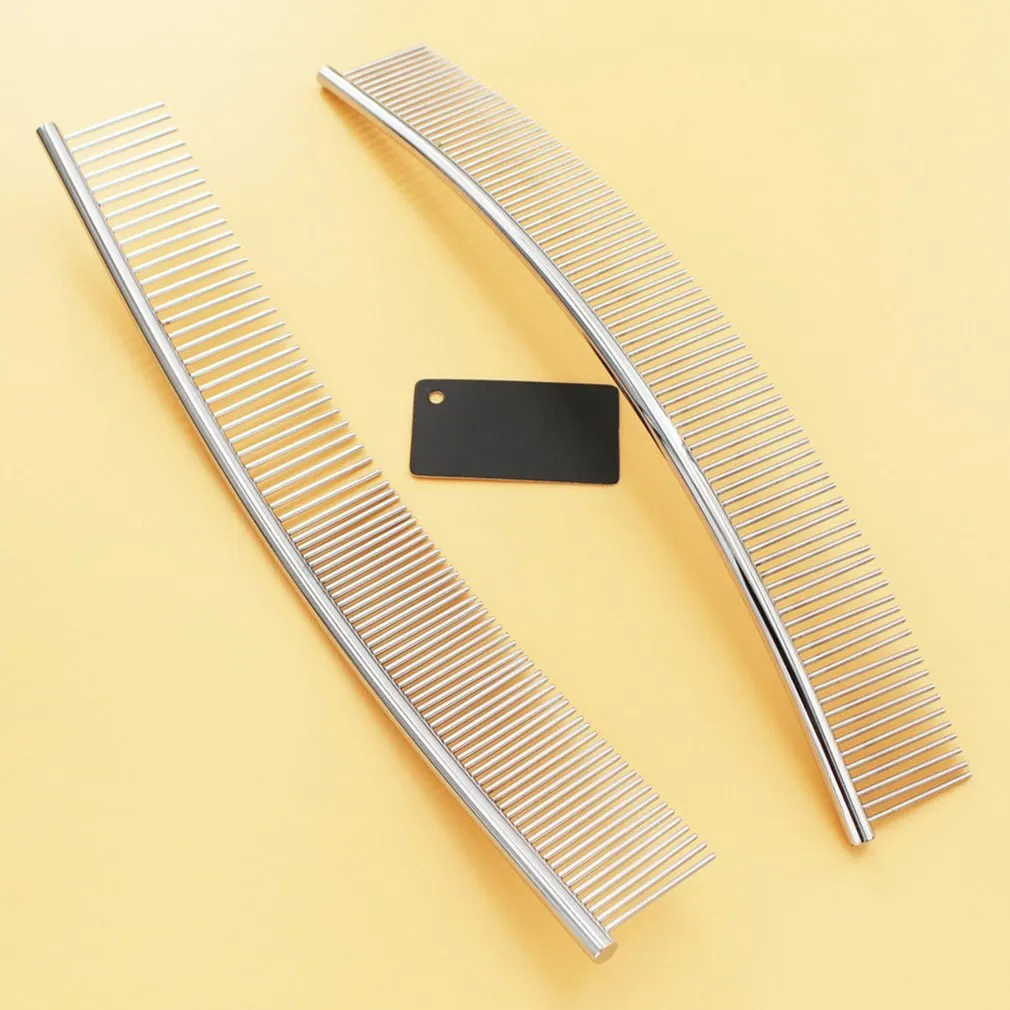 

Moon Shaped Pet Grooming Comb Stainless Steel Beauty Removes Fleas Curved Row Comb Dog Opening Durable Comb