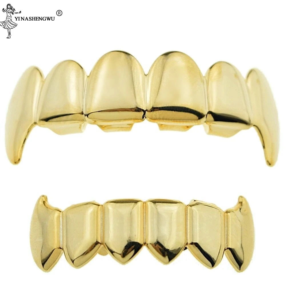 Декоративные коронки для зубов в стиле хип-хоп, набор коронок для зубов вампира с золотым и серебряным покрытием, лучший подарок на Рождество с силиконовым, металлическим, медным покрытием