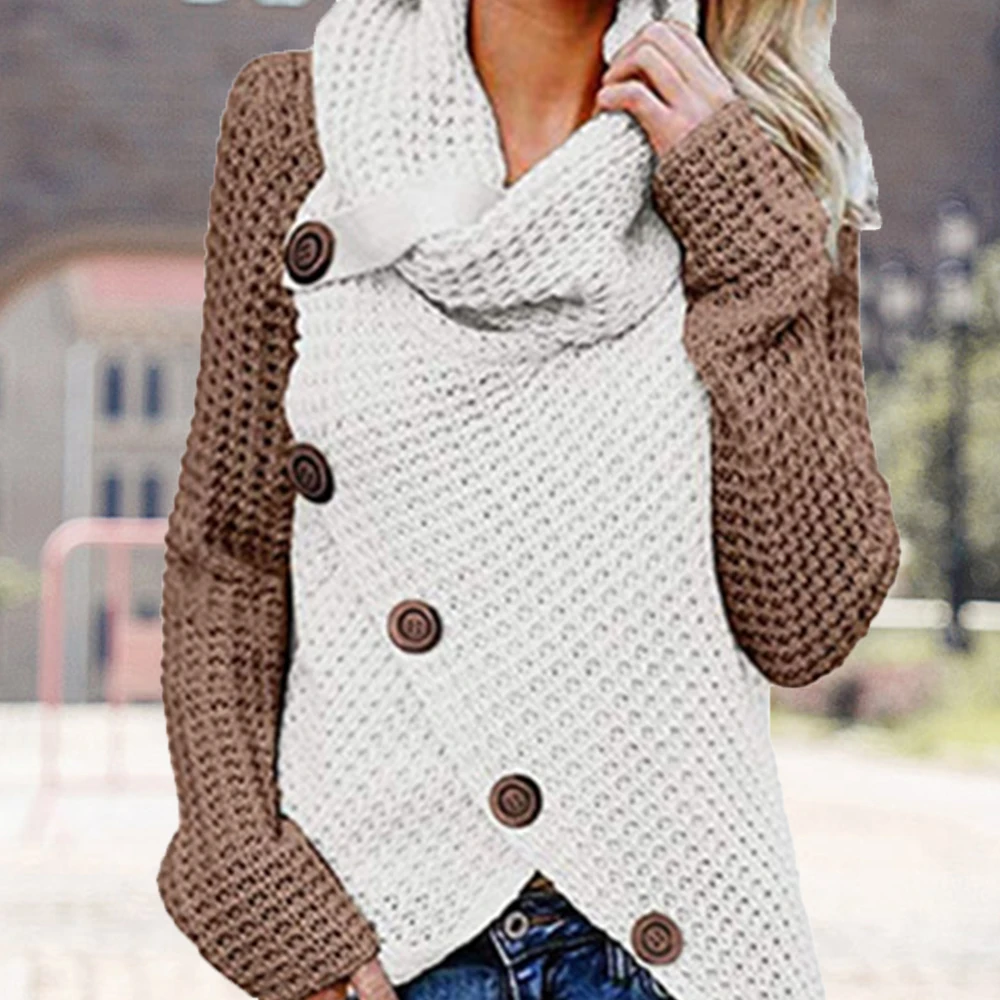 WENYUJH осень 2020 Модный женский вязаный свитер в стиле пэчворк Зимние Повседневные