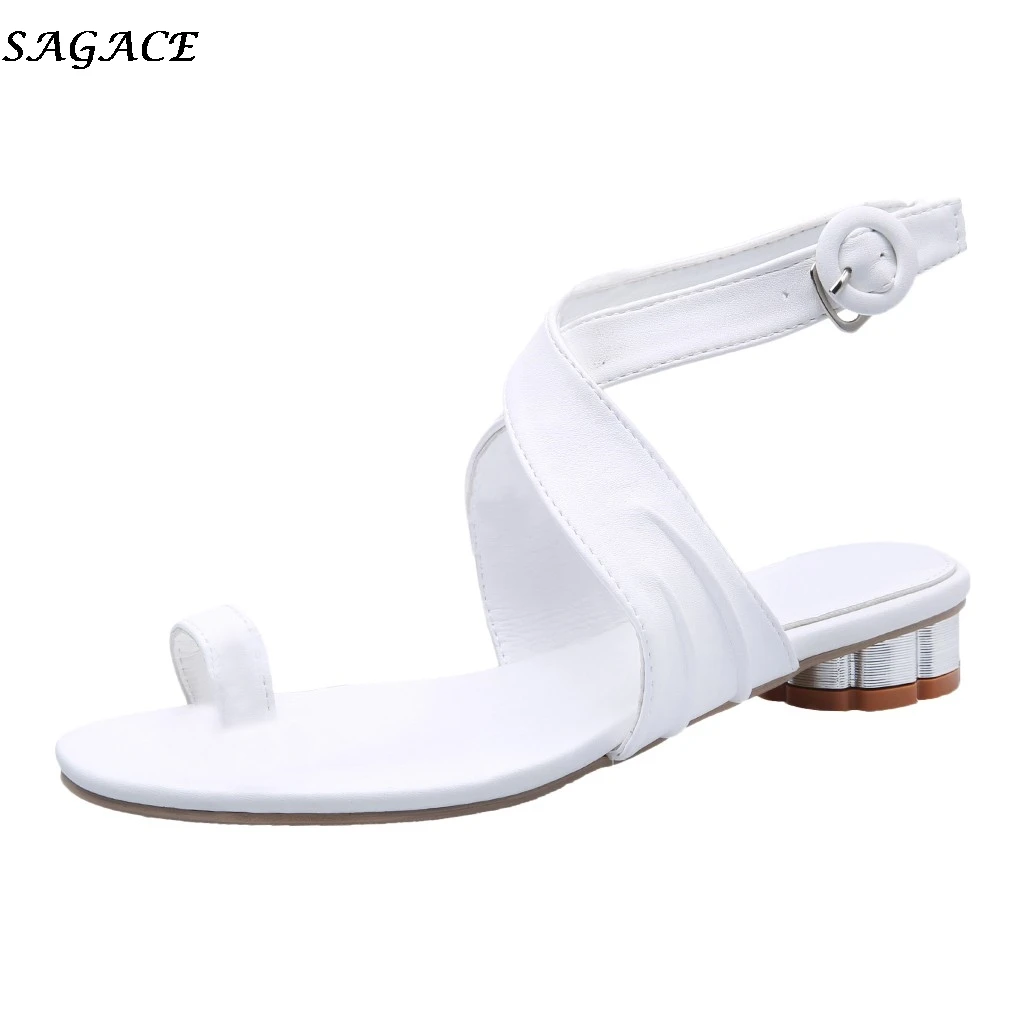 Sagace/женский толстый каблук с кристаллами Босоножки открытым носком Обувь