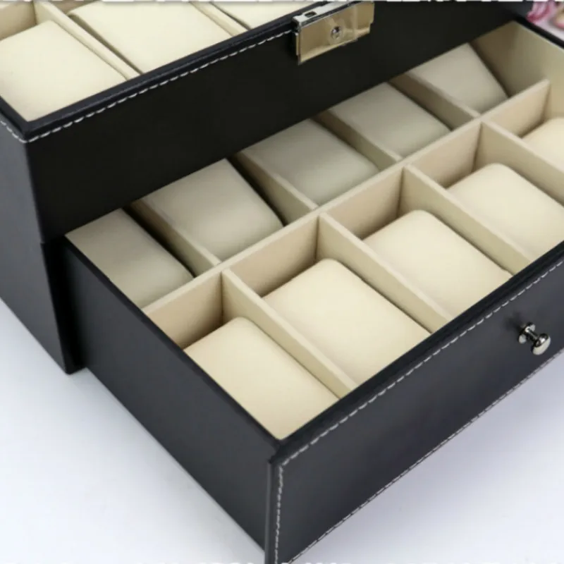 

PU Leather Double Drawer 20-digit Watch Box Jewelry Gift Storage Packaging Box Watch Organizer Watch Box Display Case