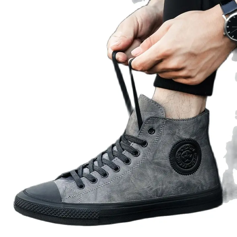 

2021 New Running Shoes Men's High-top Comfortable Sports Outdoor Sports Shoes Flat Breathable Skateboard Shoes Chaussure Homme