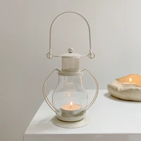 ins style simple retro wrought iron candle holder small lantern home decoration kerosene lamp candle