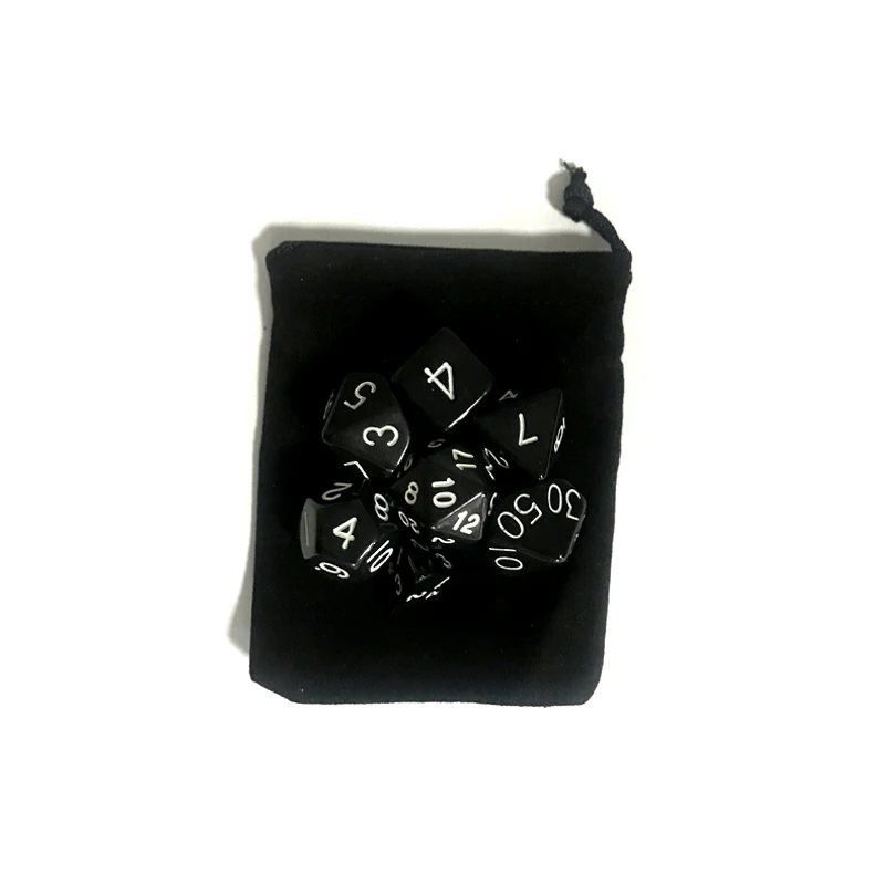 7 шт./лот набор костей с бархатной сумкой для игральных D4 D6 D8 D10 % D12 D20 красочные