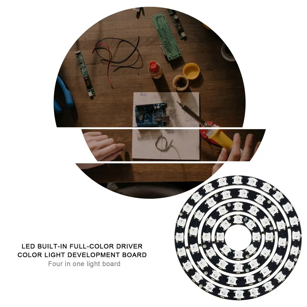 

60-bit WS2812 5050 RGB LED Built-in Full-color Driver Color Light Development Board 4-in1 RGB LED Ring Light