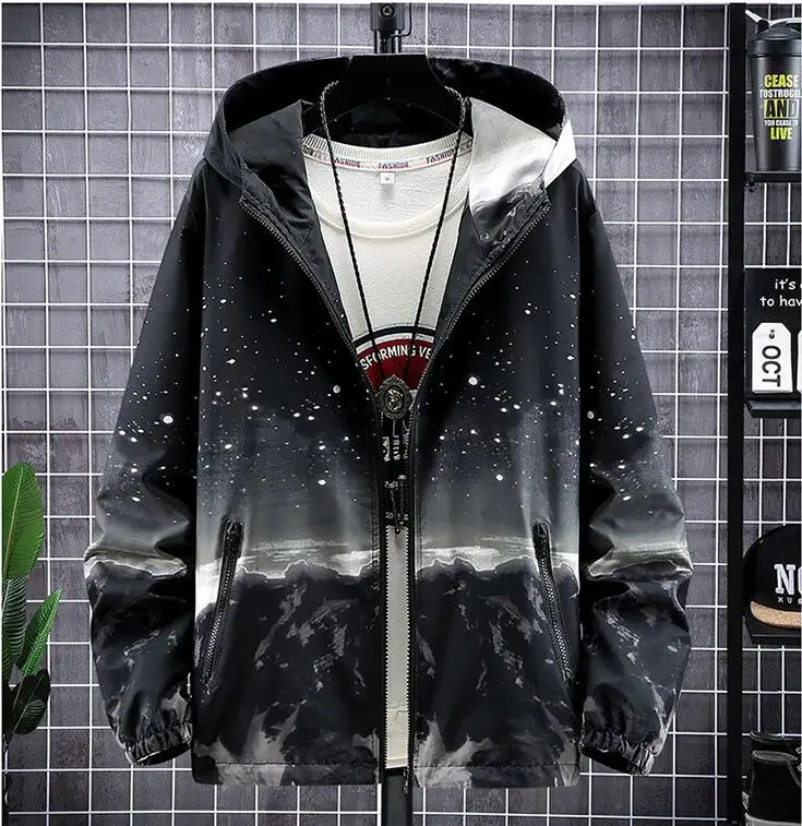 

men jacket windbreaker chaqueta de los hombres starry sky hoodie Zipper jackets