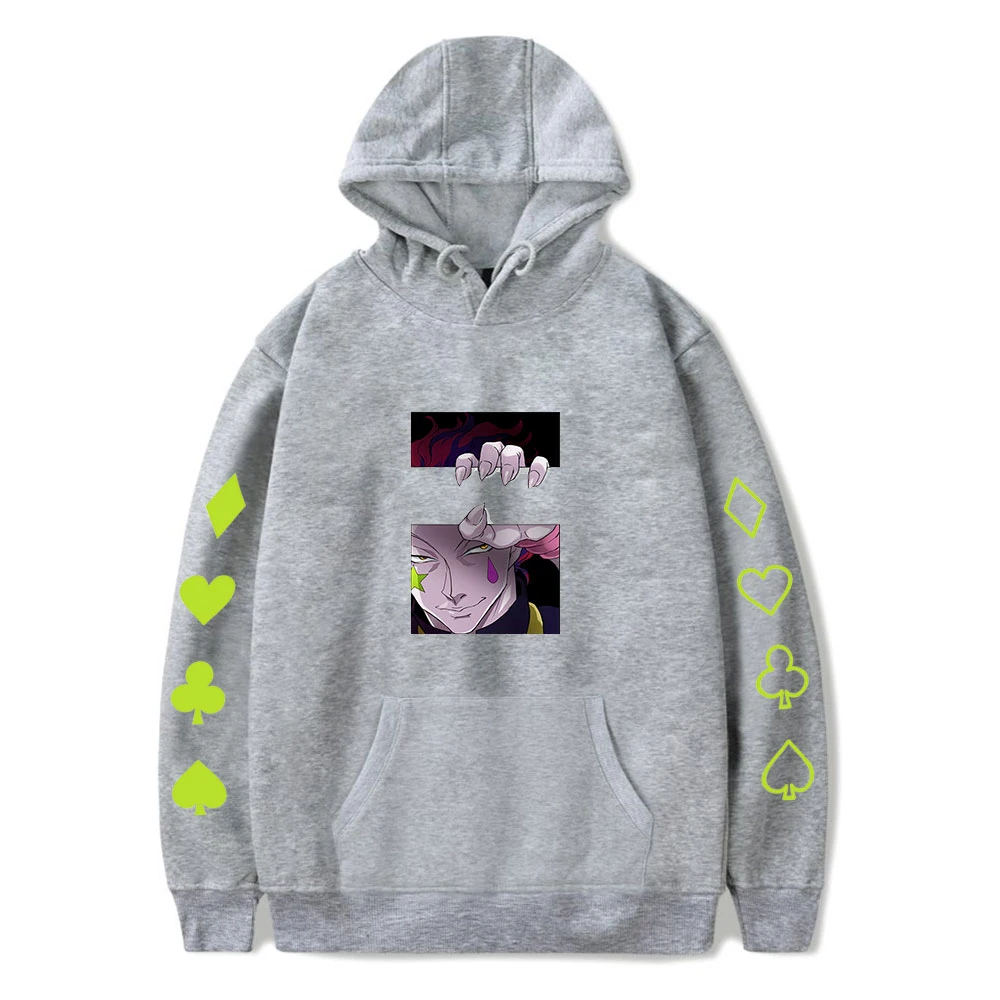 

Print Comic Hisoka Hoodies Men Women Sweatshirts Harajuku Hip Hop Hoodie Hisoka Boys Girls Autumn Hooded Casual Gray Pullovers