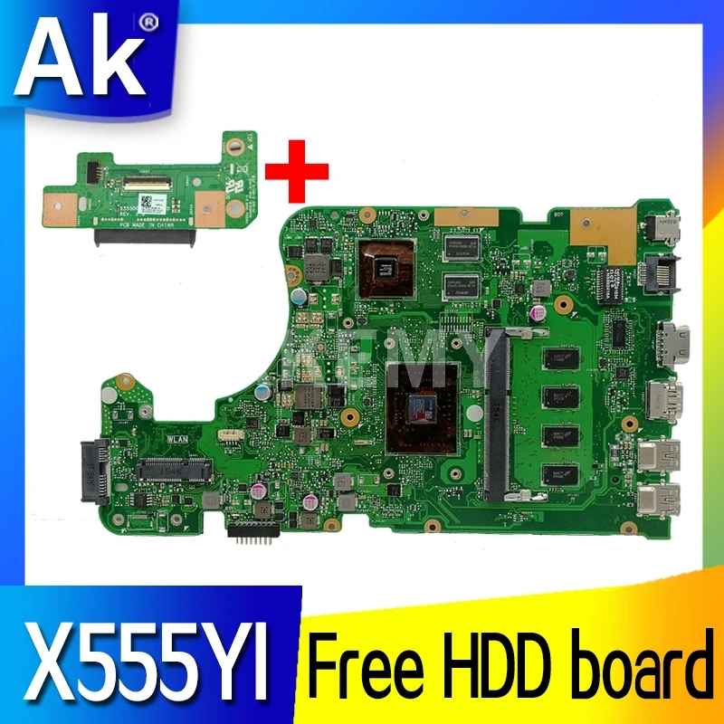 

Материнская плата Akemy X555DG для Asus X555DG A555DG X555YI, материнская плата для ноутбука 4 Гб, протестированная работа, 100% Бесплатная плата HDD