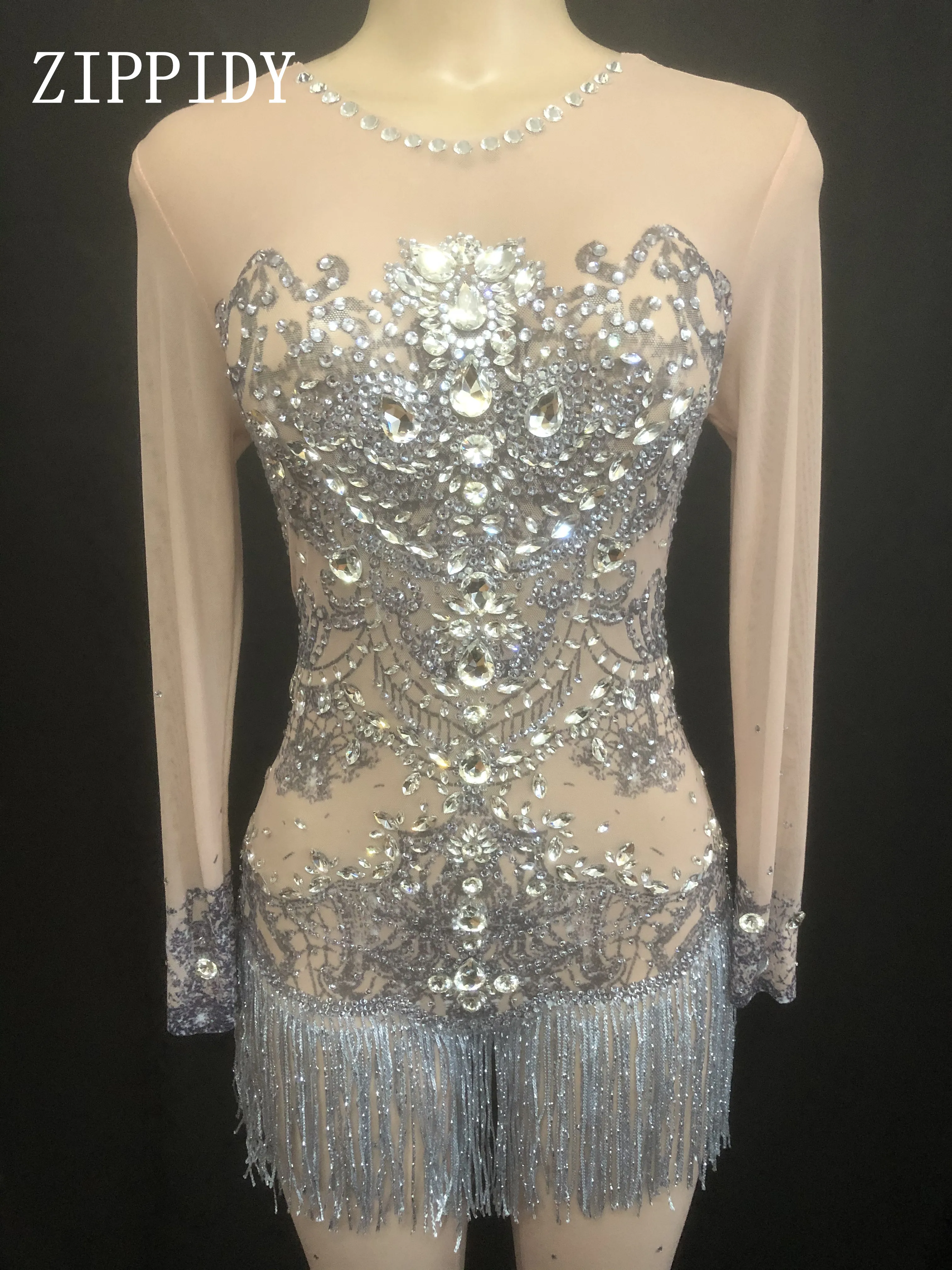 

Sexy Rhinestones See Through Bodysuit Stretch Stones Jumpsuit Birthday Celebrate Leggings Outfit Women Singer Prom Dancer Wear