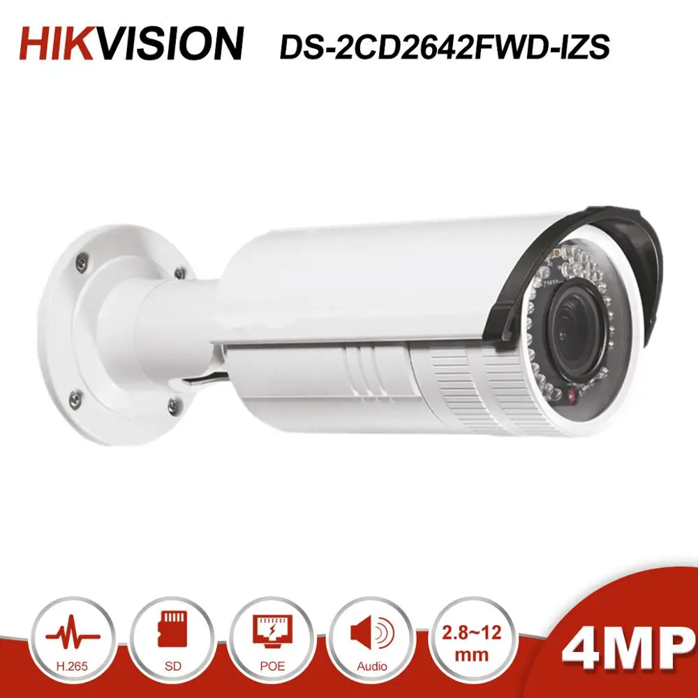 Оригинальная камера видеонаблюдения Hikvision 4 МП Bullet POE IP WDR сетевая Моторизованный