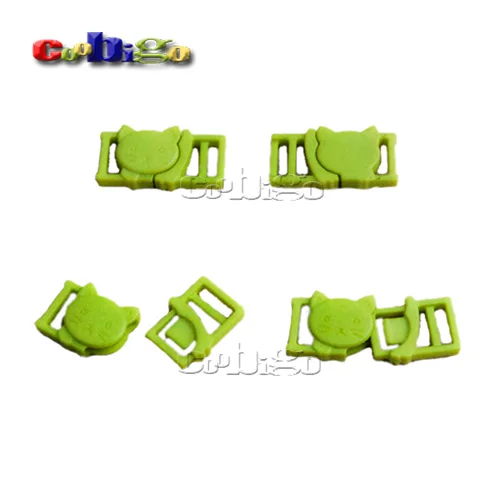 NeonGreen 100 шт красочные пластиковые 3/" кошачья голова безопасности отрывающиеся пряжки для нижнего белья Домашние животные воротник и сумка тесьма аксессуар для одежды сделай сам - Цвет: NeonGreen