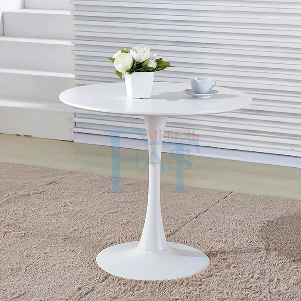 Обеденный стол набор белая краска на металлической основе кухонный круглый