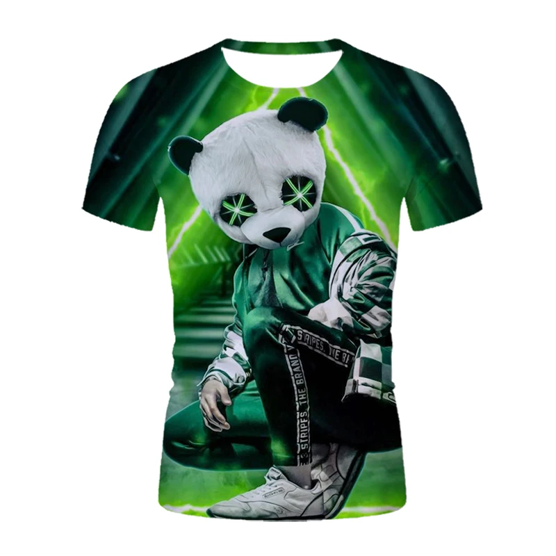 

2021 Summer New Funny 3d T Shirt Summer Hipster Short Sleeve Tee Tops Music Panda T-Shirts Short sleeve tops Oversized T-shirt