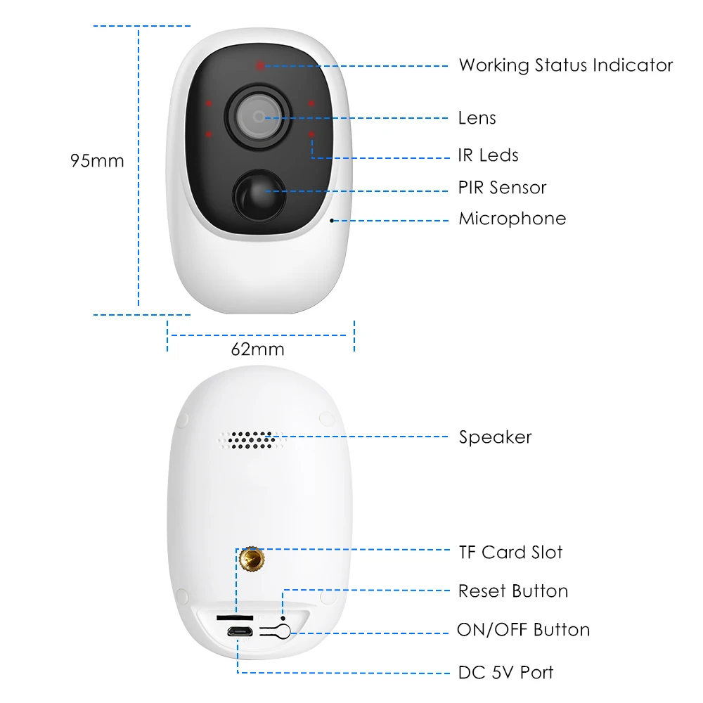 

EVKVO 3MP WIFI Battery Camera IP Outdoor Rechargeable Wireless IP Camera PIR Outdoor Waterproof Motion Detect App View CCTV Cam