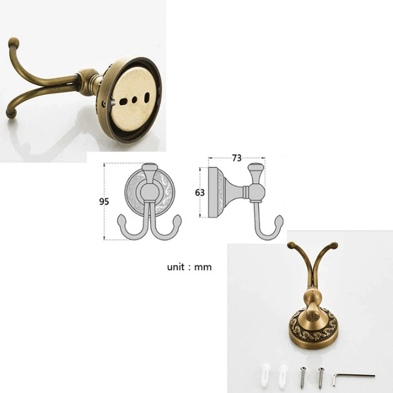 

Antique Brass Bathroom Accessories Set Wall Mounted 4-Piece (Toilet Paper Holder/Robe Hook/Towel Bar/Towel Rings)