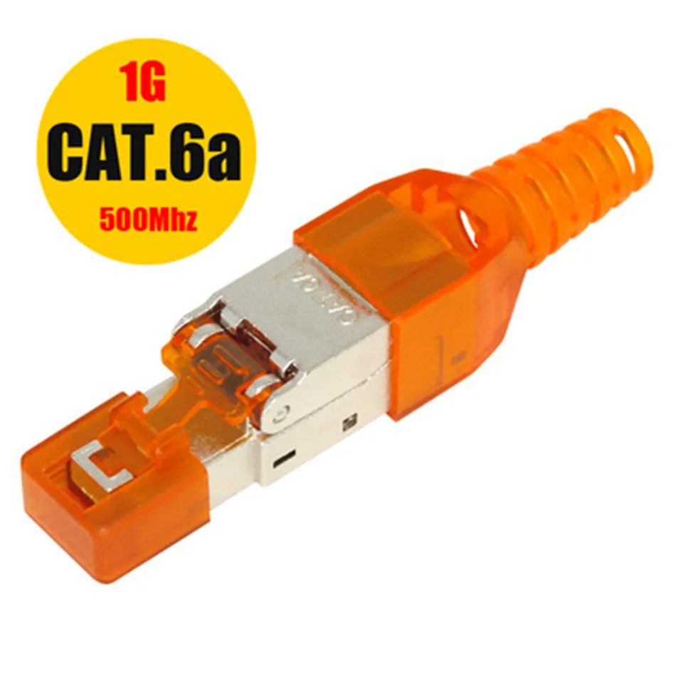 Cat6A Orange Cat6A Cat7 Cat8 Rj45 разъем Ethernet адаптер без инструментов обжимной экранированный Кристалл головка 8P8C сетевой Ethernet кабель Разъем - Цвет: Cat6A Orange