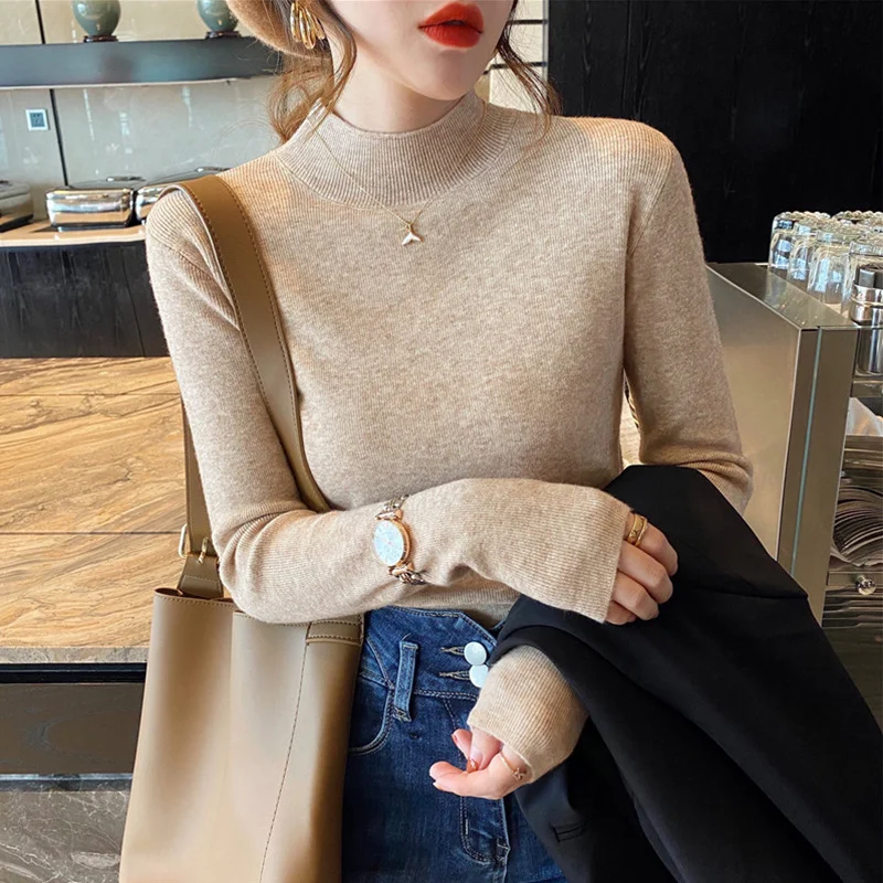 Осенне-зимний нежный топ с воротником средней длины в западном стиле | Женская