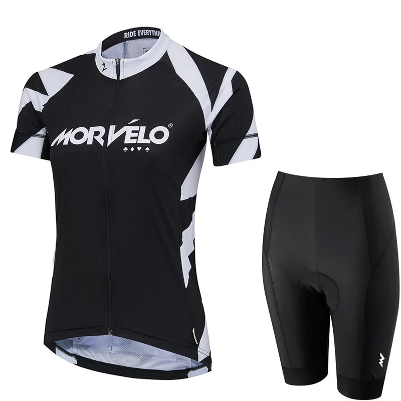 

MORVELO 2021 Women Cycling Jersey Shorts Set Quick-dry Short Sleeve Summer Breathable Clothing Bicycle Clothes Roupa Ciclismo