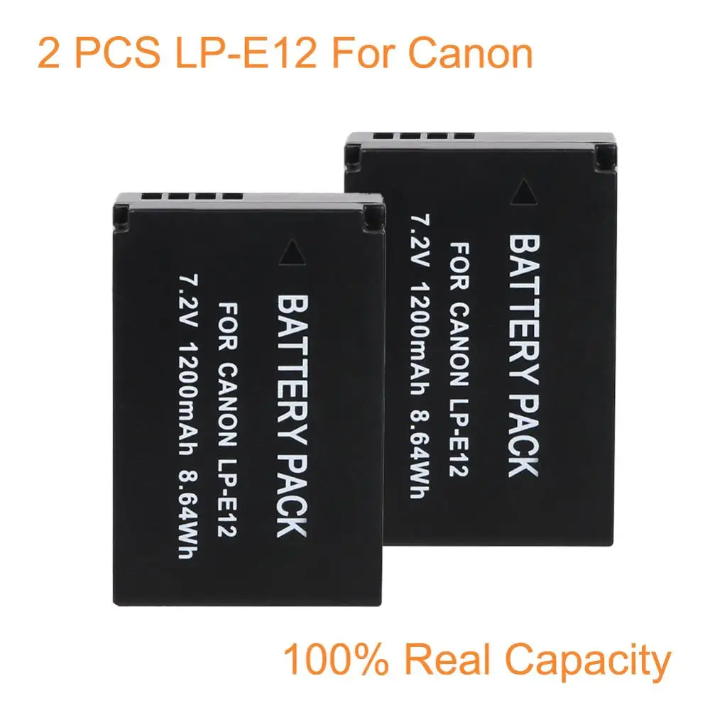 2 шт./лот 1800 мАч LP E12 LPE12 батарея для камеры AKKU Canon M 100D Kiss X7 Rebel SL1 EOS M10 M50 DSLR